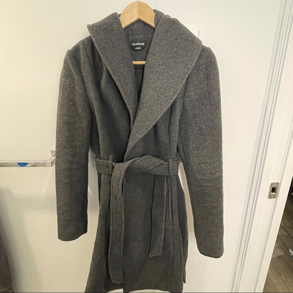 Bebe wool wrap coat grey